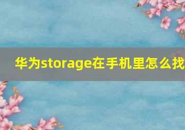 华为storage在手机里怎么找