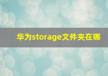 华为storage文件夹在哪