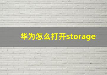 华为怎么打开storage