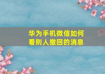 华为手机微信如何看别人撤回的消息