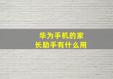 华为手机的家长助手有什么用