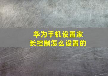 华为手机设置家长控制怎么设置的