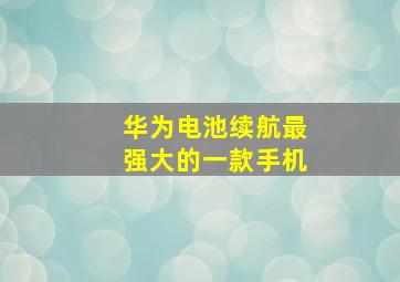 华为电池续航最强大的一款手机