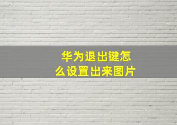 华为退出键怎么设置出来图片