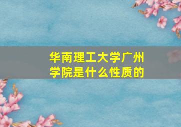 华南理工大学广州学院是什么性质的