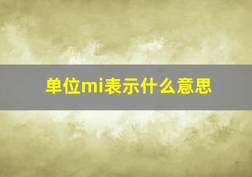 单位mi表示什么意思