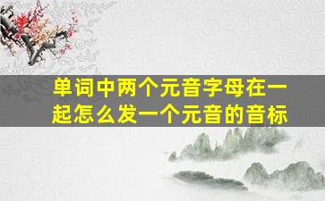 单词中两个元音字母在一起怎么发一个元音的音标