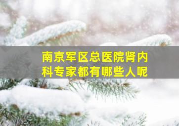 南京军区总医院肾内科专家都有哪些人呢