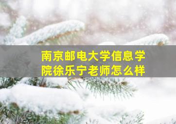 南京邮电大学信息学院徐乐宁老师怎么样