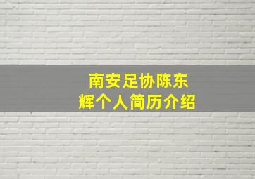 南安足协陈东辉个人简历介绍