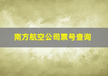 南方航空公司票号查询