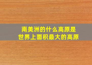 南美洲的什么高原是世界上面积最大的高原