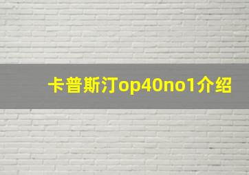 卡普斯汀op40no1介绍