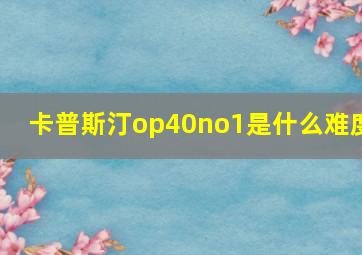 卡普斯汀op40no1是什么难度