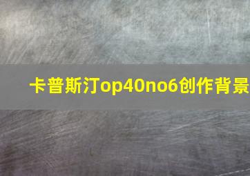 卡普斯汀op40no6创作背景