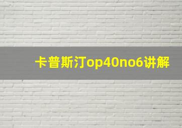 卡普斯汀op40no6讲解