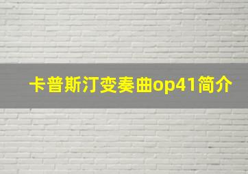 卡普斯汀变奏曲op41简介