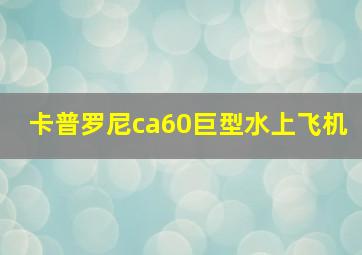 卡普罗尼ca60巨型水上飞机