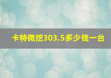 卡特微挖303.5多少钱一台