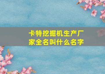 卡特挖掘机生产厂家全名叫什么名字