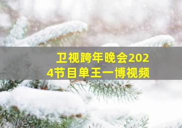 卫视跨年晚会2024节目单王一博视频