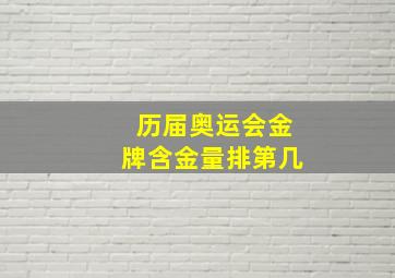 历届奥运会金牌含金量排第几