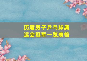 历届男子乒乓球奥运会冠军一览表格