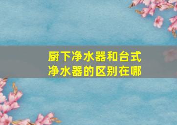 厨下净水器和台式净水器的区别在哪