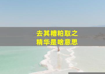 去其糟粕取之精华是啥意思