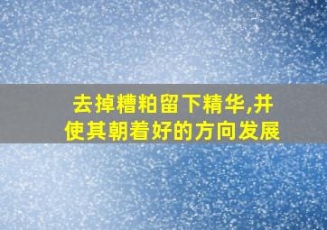 去掉糟粕留下精华,并使其朝着好的方向发展