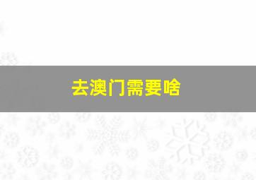 去澳门需要啥