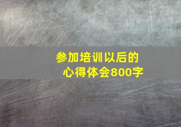 参加培训以后的心得体会800字