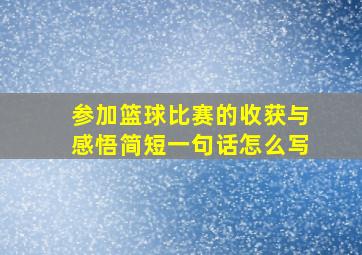 参加篮球比赛的收获与感悟简短一句话怎么写