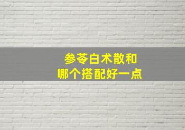 参苓白术散和哪个搭配好一点