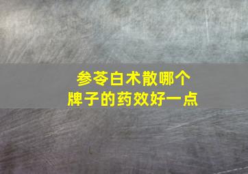 参苓白术散哪个牌子的药效好一点