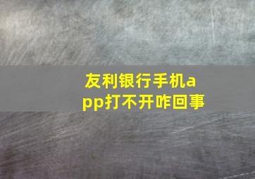 友利银行手机app打不开咋回事