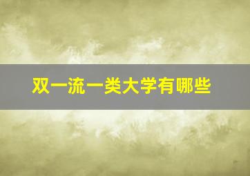 双一流一类大学有哪些