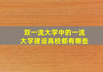 双一流大学中的一流大学建设高校都有哪些