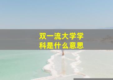 双一流大学学科是什么意思