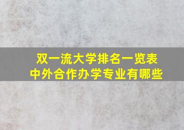 双一流大学排名一览表中外合作办学专业有哪些