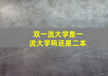 双一流大学是一流大学吗还是二本