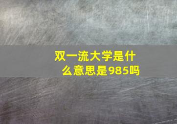 双一流大学是什么意思是985吗