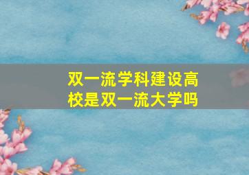 双一流学科建设高校是双一流大学吗