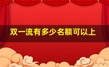 双一流有多少名额可以上