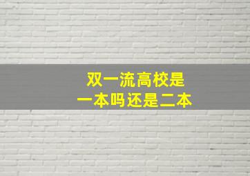 双一流高校是一本吗还是二本