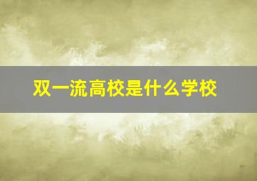 双一流高校是什么学校