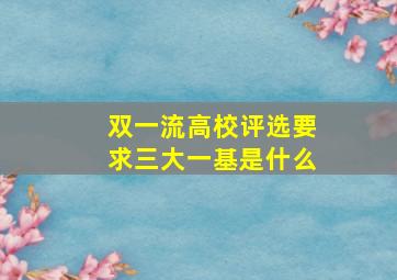 双一流高校评选要求三大一基是什么