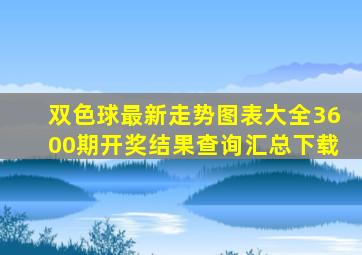 双色球最新走势图表大全3600期开奖结果查询汇总下载