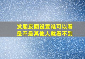 发朋友圈设置谁可以看是不是其他人就看不到