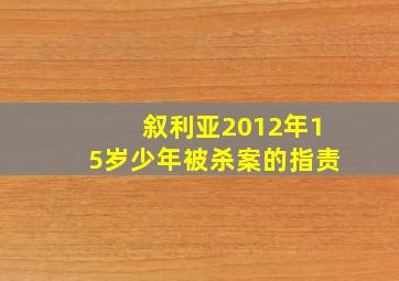 叙利亚2012年15岁少年被杀案的指责